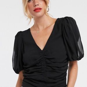 ASOS Black puff sleeve blouse
